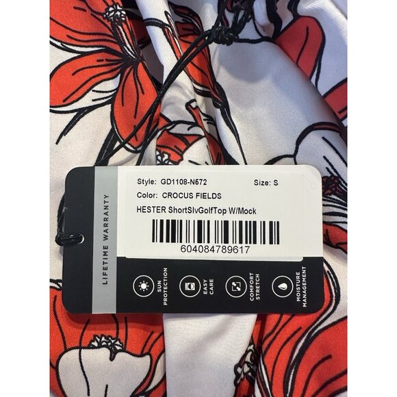 NEW Tail Women’s SMALL Hester SS Golf Polo Shirt Red Crocus Floral 1/4-Zip - Picture 7 of 7